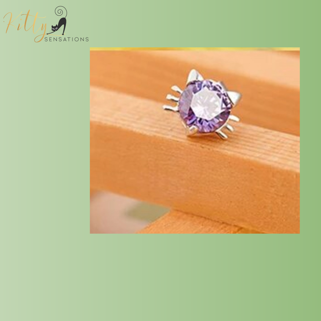 Cubic Zirconia Cat Earrings - Stud or Dangling - Your Choice! (Solid 925 Sterling Silver)