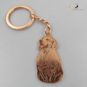 KittySensations™ Custom Dog Keychain with Personal Engraving in Solid 925 Sterling Silver or Gold Plated Titanium or Rose Gold Plated Titanium ($59.95)