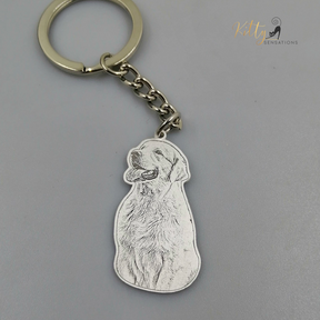 KittySensations™ Custom Dog Keychain with Personal Engraving in Solid 925 Sterling Silver or Gold Plated Titanium or Rose Gold Plated Titanium ($59.95)