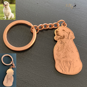 KittySensations™ Custom Dog Keychain with Personal Engraving in Solid 925 Sterling Silver or Gold Plated Titanium or Rose Gold Plated Titanium ($59.95)