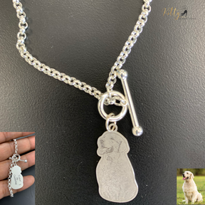 KittySensations™ Custom Dog Charm Bracelet with Personal Engraving in Solid 925 Sterling Silver or Gold Plated Titanium - Your Choice! ($59.95)