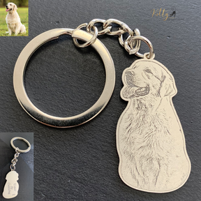 KittySensations™ Custom Dog Keychain with Personal Engraving in Solid 925 Sterling Silver or Gold Plated Titanium or Rose Gold Plated Titanium ($59.95)