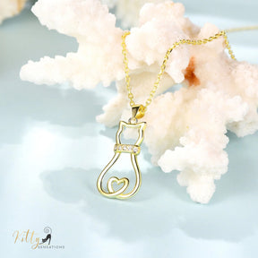 www.KittySensations.com: Doodle Cat with CZ Collar Necklace in Solid 925 Sterling Silver (18K Gold Plated) ($88.94): https://www.kittysensations.com/products/doodle-cat-with-cz-collar-necklace-in-solid-925-sterling-silver