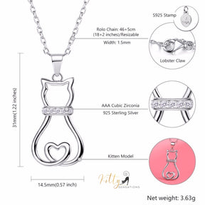 www.KittySensations.com: Doodle Cat with CZ Collar Necklace in Solid 925 Sterling Silver (18K Gold Plated) ($88.94): https://www.kittysensations.com/products/doodle-cat-with-cz-collar-necklace-in-solid-925-sterling-silver