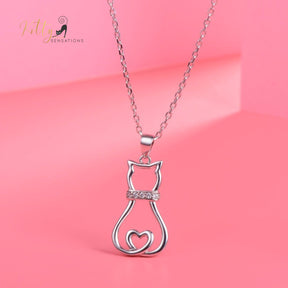 www.KittySensations.com: Doodle Cat with CZ Collar Necklace in Solid 925 Sterling Silver (18K Gold Plated) ($88.94): https://www.kittysensations.com/products/doodle-cat-with-cz-collar-necklace-in-solid-925-sterling-silver