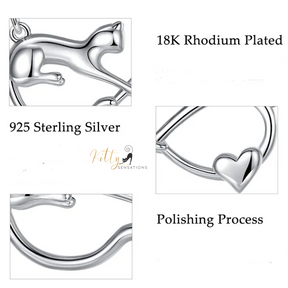 Infinite Love Cat Necklace in Solid 925 Sterling Silver - 18K Rhodium Plated, Heirloom Quality