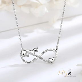 Infinite Love Cat Necklace in Solid 925 Sterling Silver - 18K Rhodium Plated, Heirloom Quality