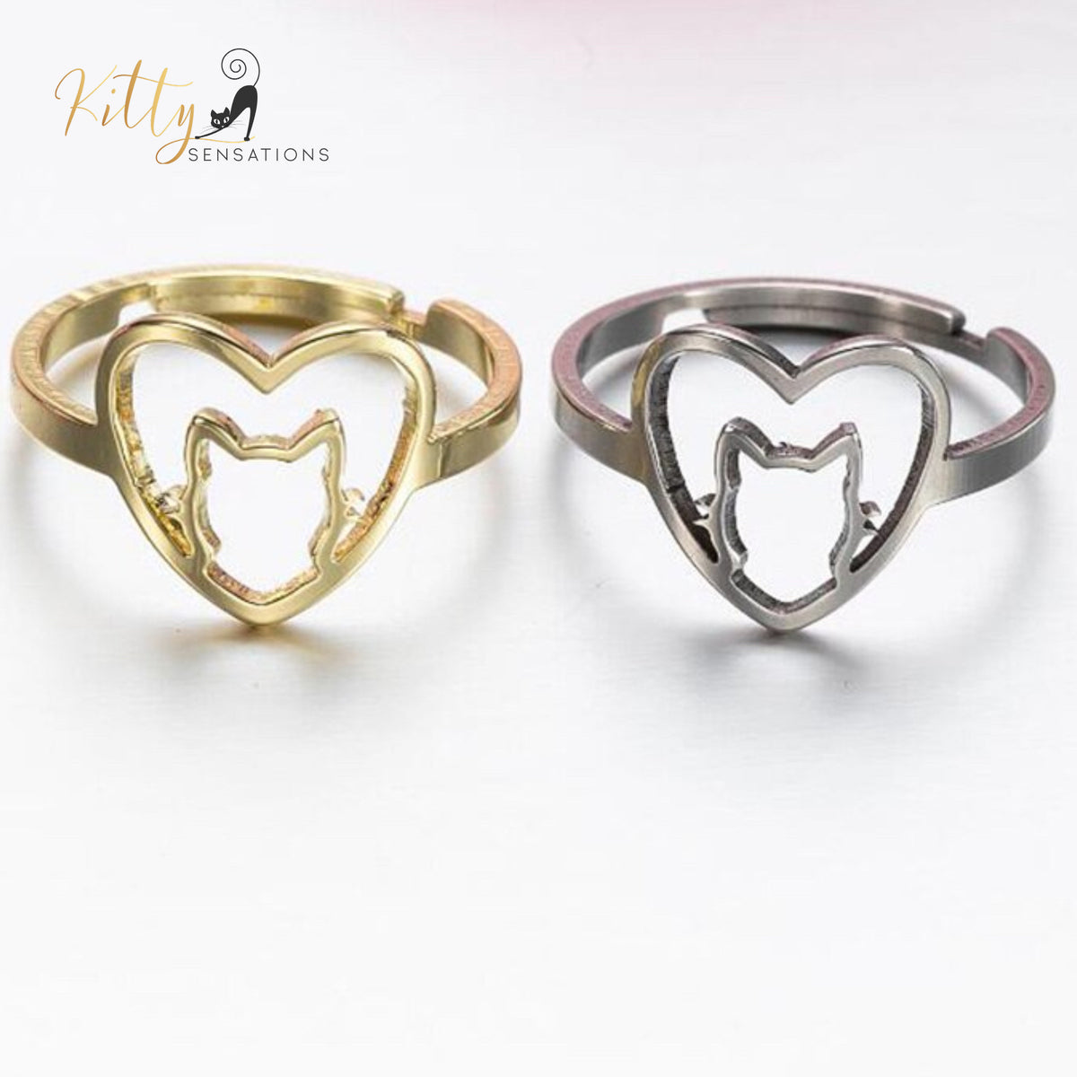 www.KittySensations.com: Kitty-in-Your-Heart Ring (Gold or Silver) - Adjustable Sizing ($14.46): https://www.kittysensations.com/products/kitty-in-your-heart-ring-gold-or-silver-adjustable