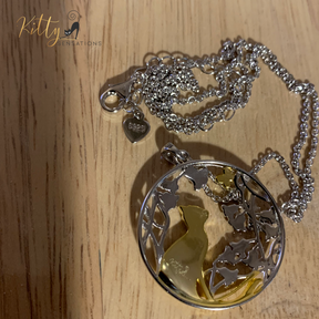 Daffodils, Butterfly, and Kitty Necklace in Solid 925 Sterling Silver (18K Gold Plated) - Adjustable Length