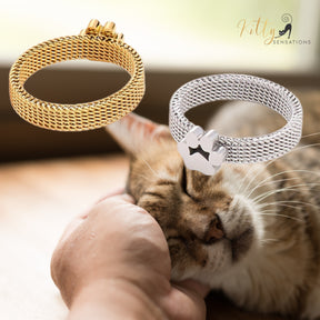 www.KittySensations.com: Very Stylish, Mesh Band Cat Paw Ring (Gold, Silver, or Rose Gold) ($36.13): https://www.kittysensations.com/products/mesh-band-cat-paw-ring-gold-silver-or-rose-gold