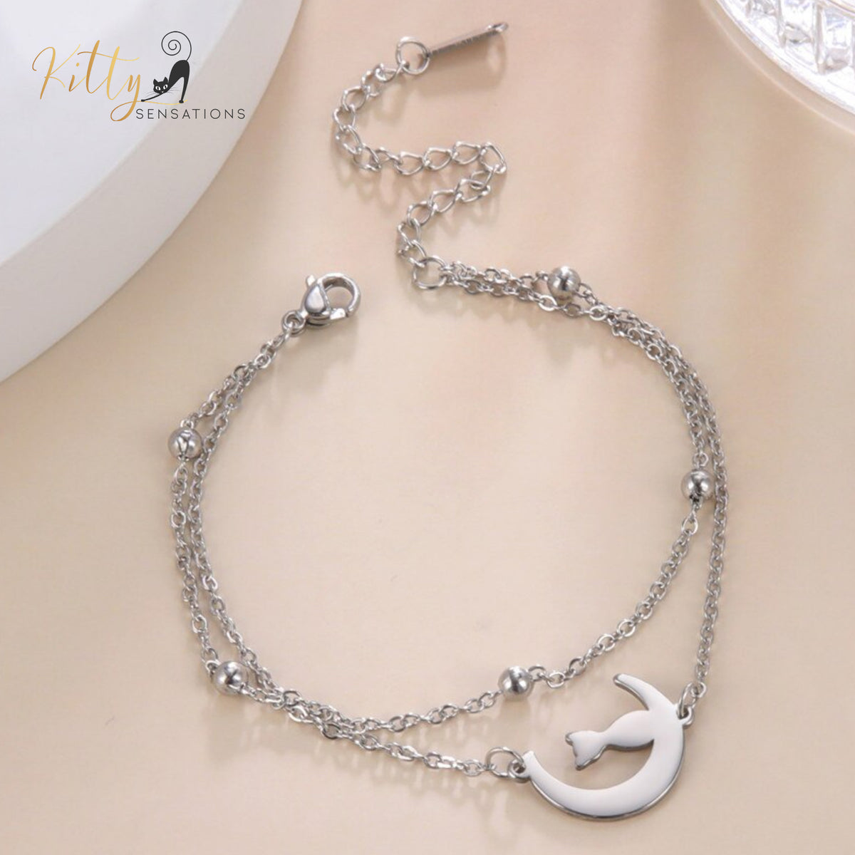 www.KittySensations.com: Moon Kitty, Two Chain - Very Feminine - Bracelet (Adjustable Length) ($23.65): https://www.kittysensations.com/products/moon-kitty-two-chain-very-feminine-bracelet-adjustable-length