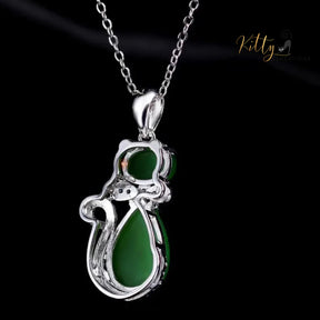 http://KittySensations.com: Natural Chrysoprase Cat Necklace in Solid 925 Sterling Silver ($103.88): https://kittysensations.com/products/natural-chrysoprase-cat-necklace-in-solid-925-sterling-silver?_pos=1&_psq=chrysopr&_ss=e&_v=1.0