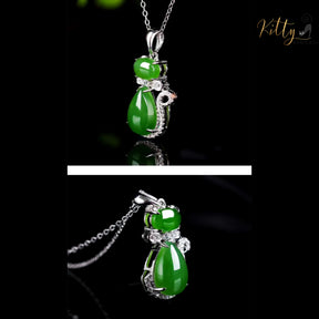 http://KittySensations.com: Natural Chrysoprase Cat Necklace in Solid 925 Sterling Silver ($103.88): https://kittysensations.com/products/natural-chrysoprase-cat-necklace-in-solid-925-sterling-silver?_pos=1&_psq=chrysopr&_ss=e&_v=1.0