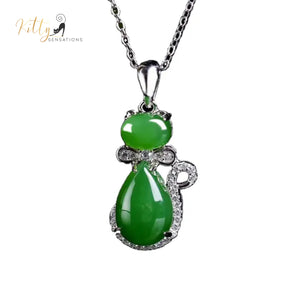 http://KittySensations.com: Natural Chrysoprase Cat Necklace in Solid 925 Sterling Silver ($103.88): https://kittysensations.com/products/natural-chrysoprase-cat-necklace-in-solid-925-sterling-silver?_pos=1&_psq=chrysopr&_ss=e&_v=1.0