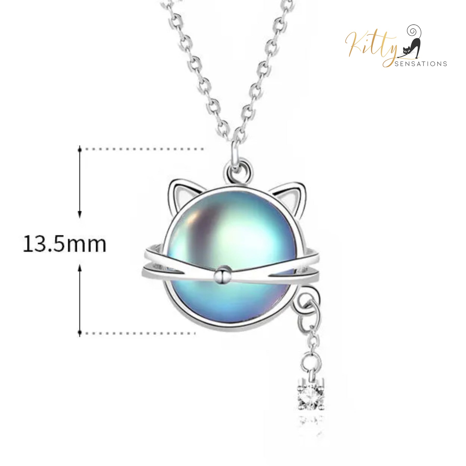 www.KittySensations.com: Natural Round Moonstone Kitty-Face Necklace with Hanging CZ, in Solid 925 Sterling Silver (Rhodium Plated): https://www.kittysensations.com/products/natural-round-moonstone-kitty-face-necklace-with-hanging-cz-in-solid-925-sterling-silver-rhodium-plated