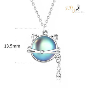 www.KittySensations.com: Natural Round Moonstone Kitty-Face Necklace with Hanging CZ, in Solid 925 Sterling Silver (Rhodium Plated): https://www.kittysensations.com/products/natural-round-moonstone-kitty-face-necklace-with-hanging-cz-in-solid-925-sterling-silver-rhodium-plated