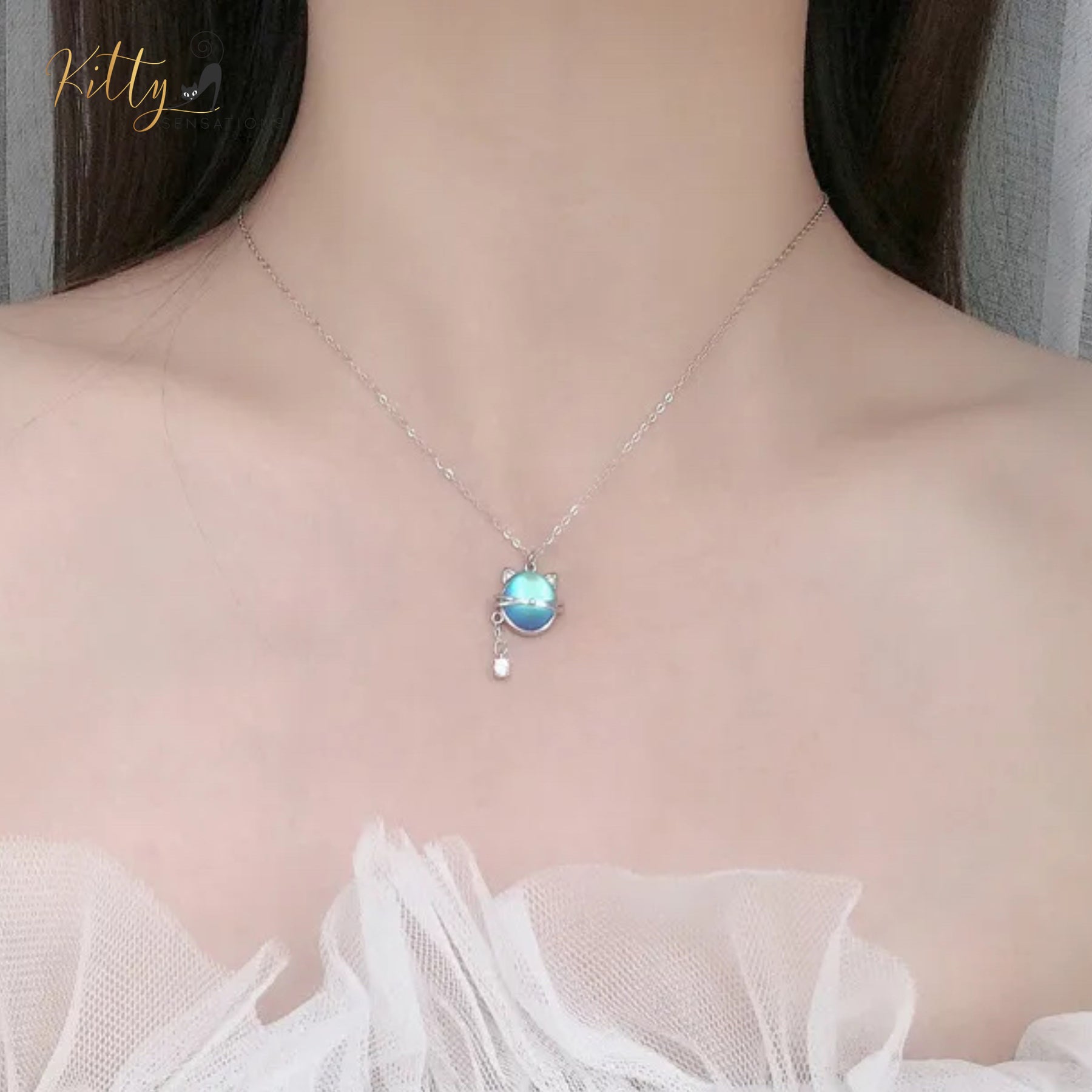 www.KittySensations.com: Natural Round Moonstone Kitty-Face Necklace with Hanging CZ, in Solid 925 Sterling Silver (Rhodium Plated): https://www.kittysensations.com/products/natural-round-moonstone-kitty-face-necklace-with-hanging-cz-in-solid-925-sterling-silver-rhodium-plated