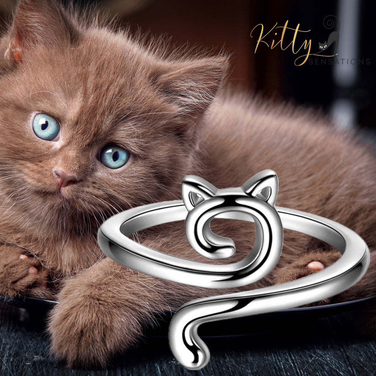 www.KittySensations.com: Open Face and Tail Cat Ring (Silver or Black) - Adjustable Size ($28): https://www.kittysensations.com/products/open-face-and-tail-cat-ring-silver-or-black