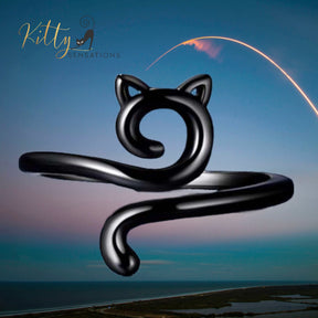 www.KittySensations.com: Open Face and Tail Cat Ring (Silver or Black) - Adjustable Size ($28): https://www.kittysensations.com/products/open-face-and-tail-cat-ring-silver-or-black