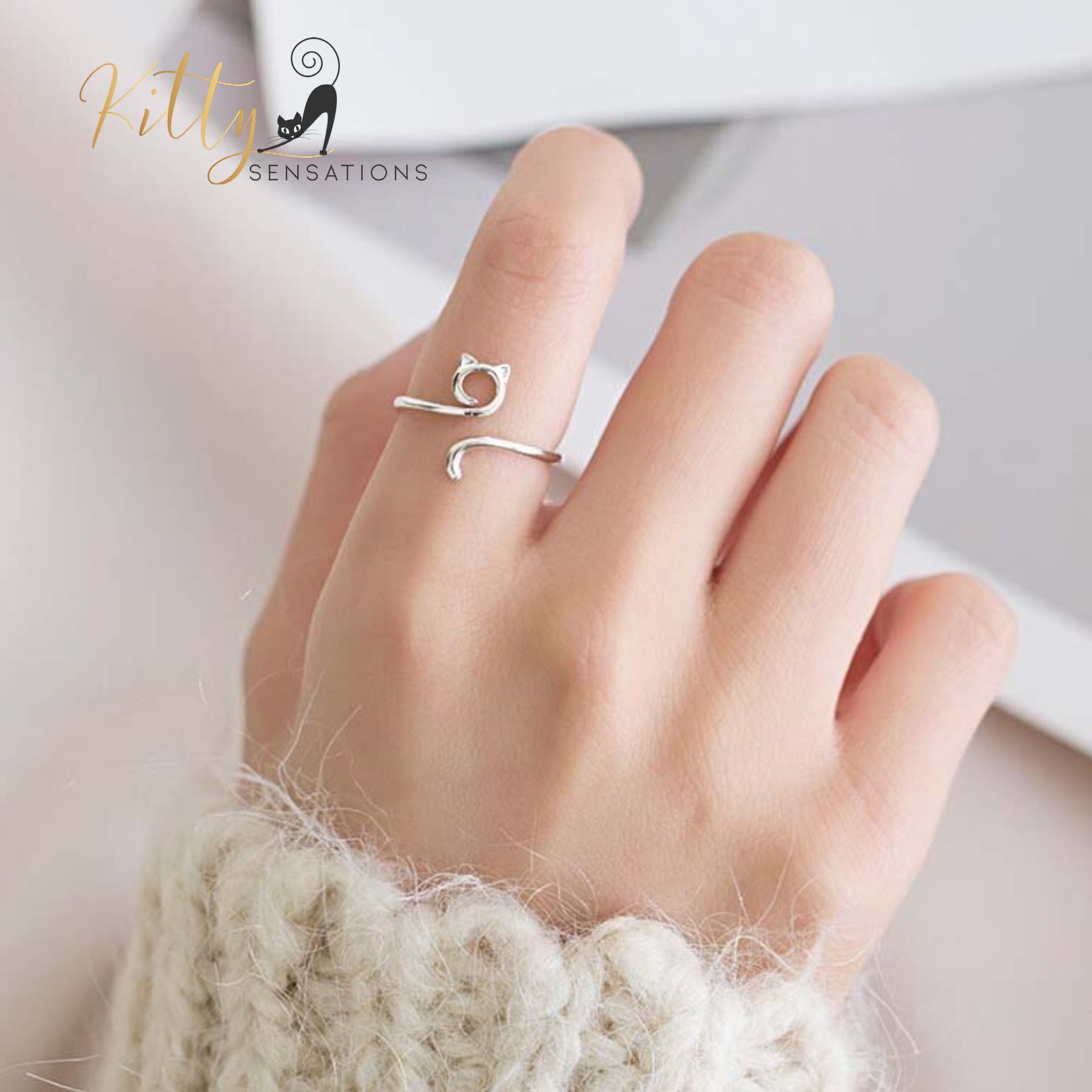 www.KittySensations.com: Open Face and Tail Cat Ring (Silver or Black) - Adjustable Size ($28): https://www.kittysensations.com/products/open-face-and-tail-cat-ring-silver-or-black