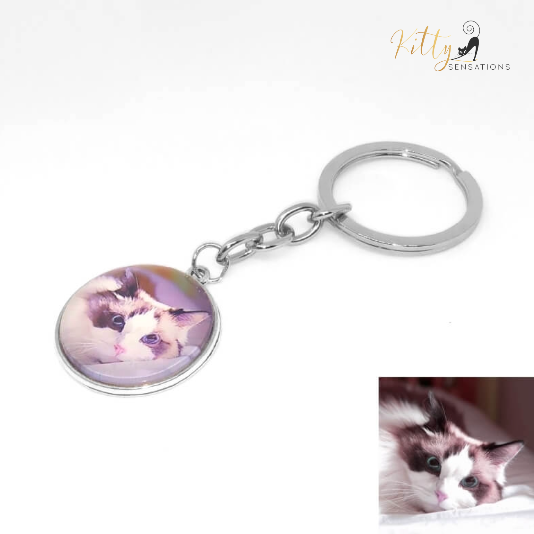 Custom Photo Cat Keychain