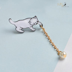www.KittySensations.com: Playful Cat Lapel Pin / Brooch (Enamel Over Metal) ($18.02): https://www.kittysensations.com/products/playful-cat-brooch-enamel-over-metal