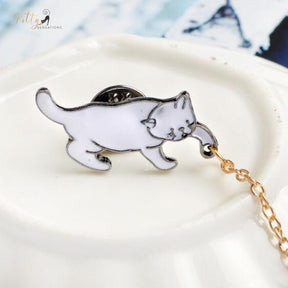 www.KittySensations.com: Playful Cat Lapel Pin / Brooch (Enamel Over Metal) ($18.02): https://www.kittysensations.com/products/playful-cat-brooch-enamel-over-metal