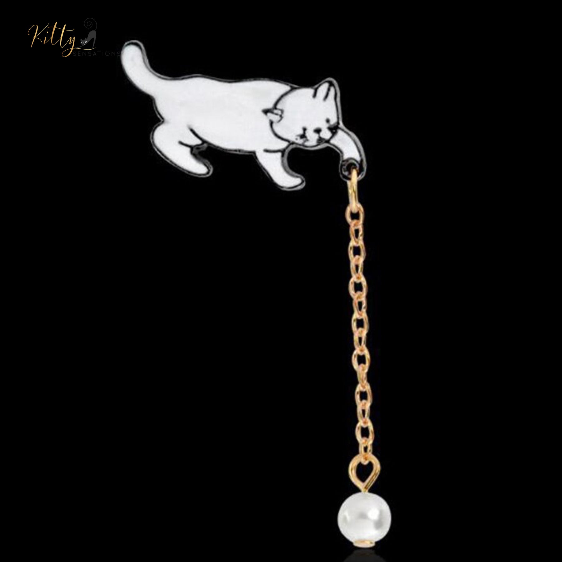 www.KittySensations.com: Playful Cat Lapel Pin / Brooch (Enamel Over Metal) ($18.02): https://www.kittysensations.com/products/playful-cat-brooch-enamel-over-metal