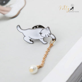 www.KittySensations.com: Playful Cat Lapel Pin / Brooch (Enamel Over Metal) ($18.02): https://www.kittysensations.com/products/playful-cat-brooch-enamel-over-metal