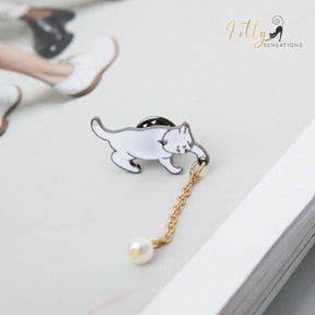 www.KittySensations.com: Playful Cat Lapel Pin / Brooch (Enamel Over Metal) ($18.02): https://www.kittysensations.com/products/playful-cat-brooch-enamel-over-metal