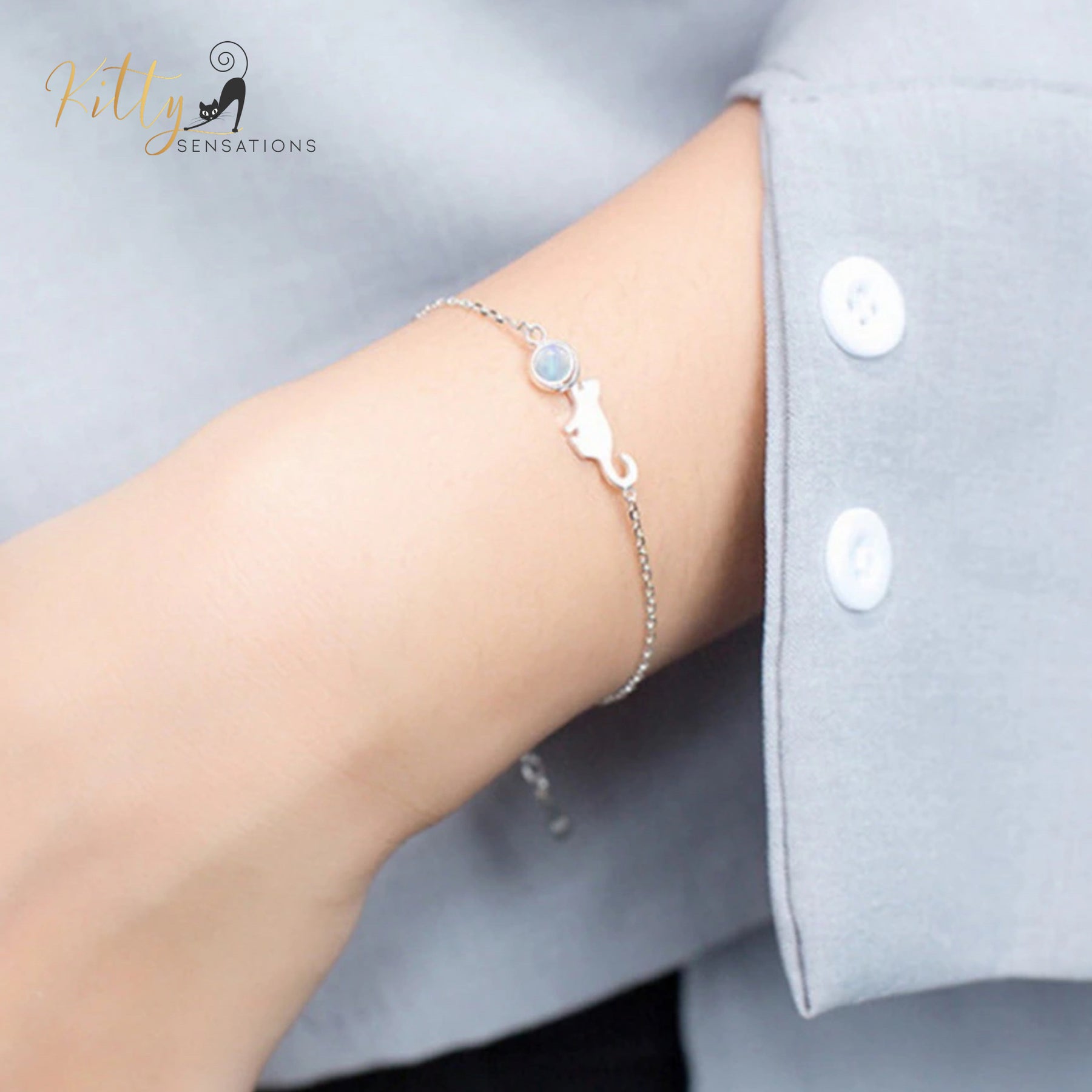 www.KittySensations.com: Playful Cat Round Opal Bracelet in Solid 925 Sterling Silver ($28.00): https://www.kittysensations.com/products/playful-cat-round-opal-bracelet-in-solid-925-sterling-silver