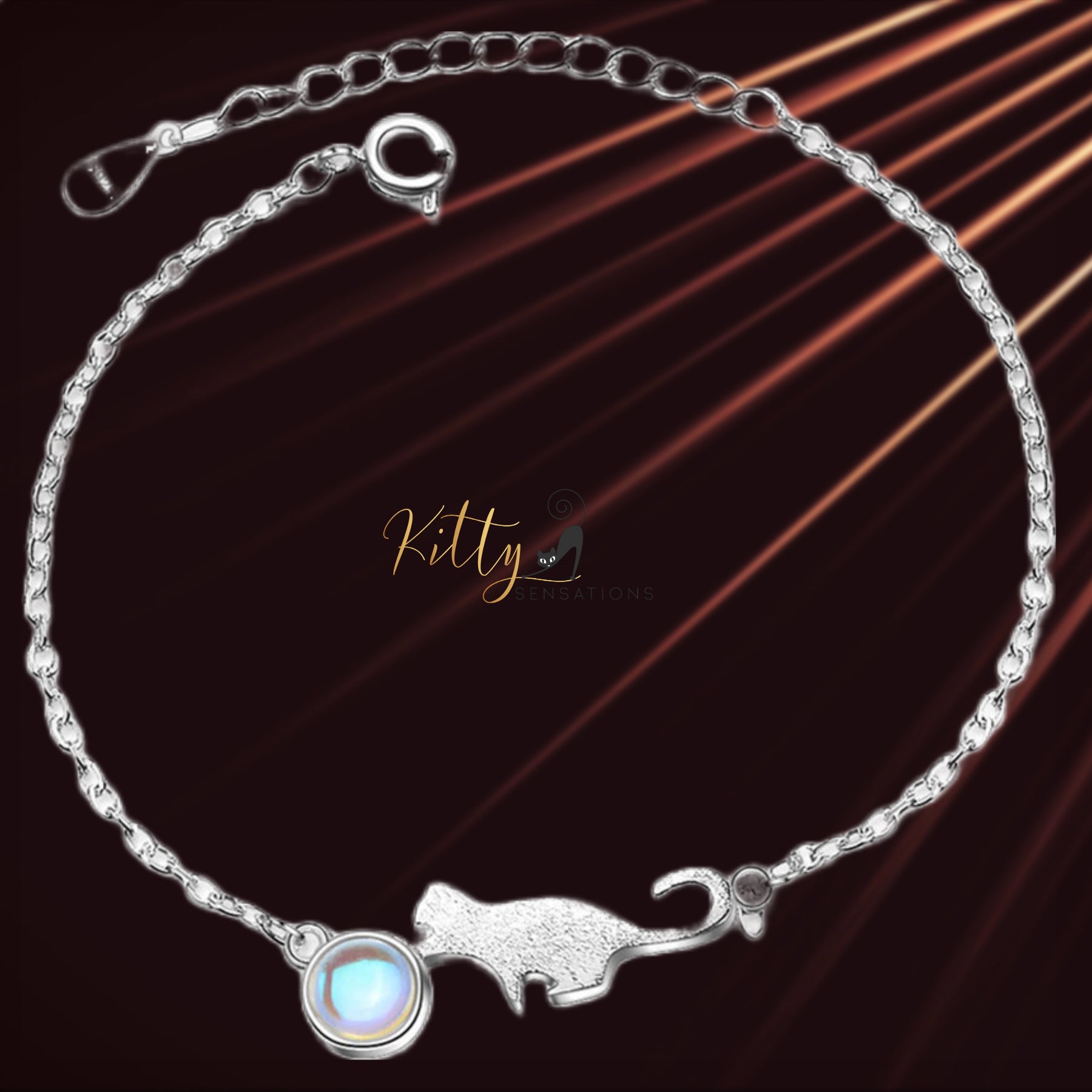 www.KittySensations.com: Playful Cat Round Opal Bracelet in Solid 925 Sterling Silver ($28.00): https://www.kittysensations.com/products/playful-cat-round-opal-bracelet-in-solid-925-sterling-silver