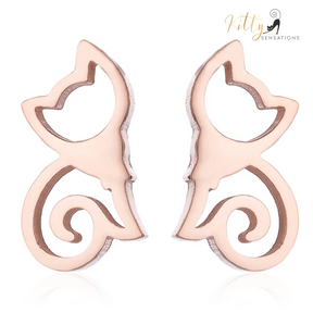 Sitting Cat Earrings (18K Gold or Sterling Silver Plating)