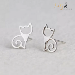 Sitting Cat Earrings (18K Gold or Sterling Silver Plating)