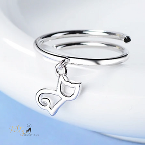 Sitting Cat Charm Ring - Solid 925 Sterling Silver - Adjustable Size ($21.90): https://www.kittysensations.com/products/sitting-cat-charm-ring-solid-925-sterling-silver-adjustable-size
