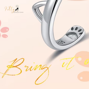 Silver Ring With Cat Ears in Solid 925 Sterling Silver