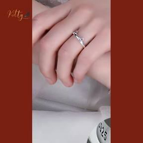 Silver Ring With Cat Ears in Solid 925 Sterling Silver