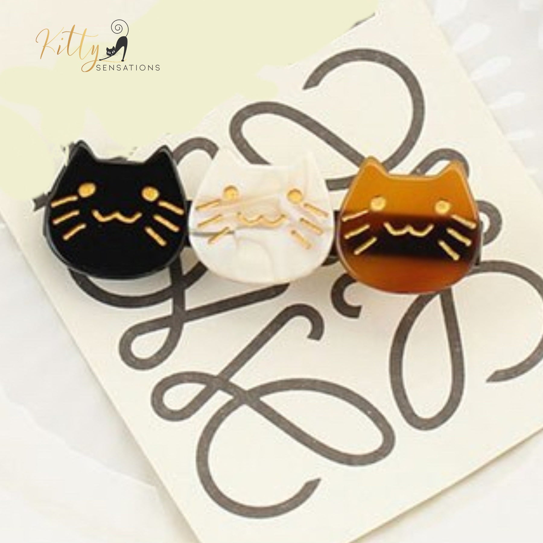 www.KittySensations.com: Three Kitties Hair Clip (High Quality Acetate) - Available in Multiple Color Options ($28.55): https://www.kittysensations.com/products/three-kitties-hair-clip-high-quality-acetate-available-in-multiple-colors