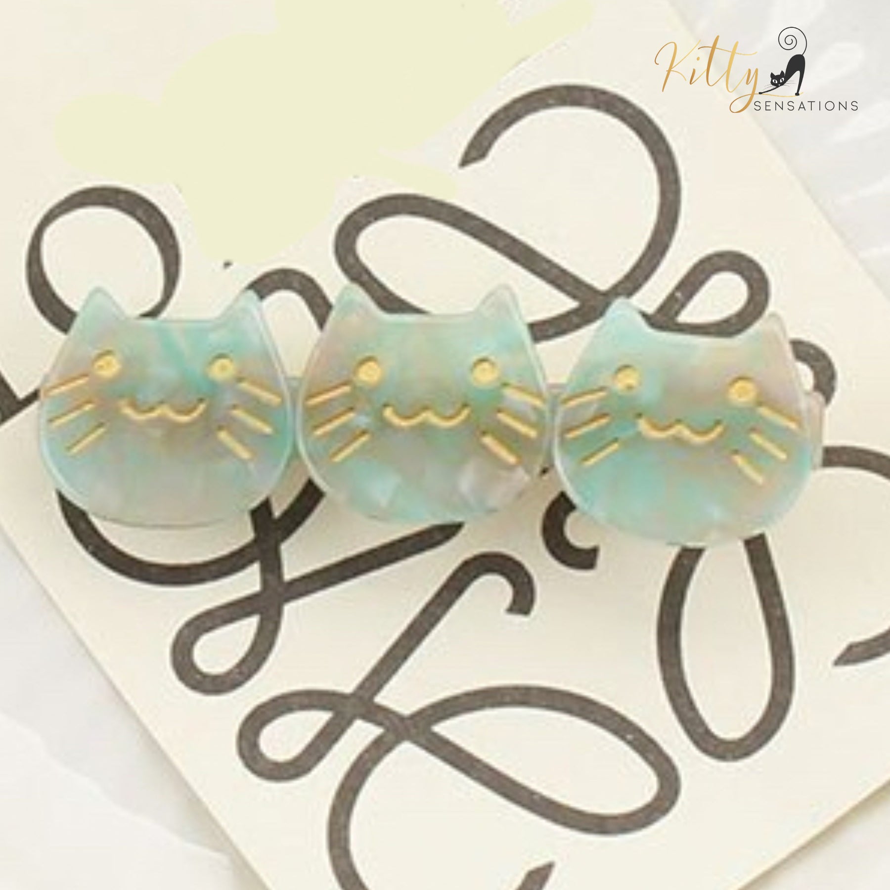 www.KittySensations.com: Three Kitties Hair Clip (High Quality Acetate) - Available in Multiple Color Options ($28.55): https://www.kittysensations.com/products/three-kitties-hair-clip-high-quality-acetate-available-in-multiple-colors