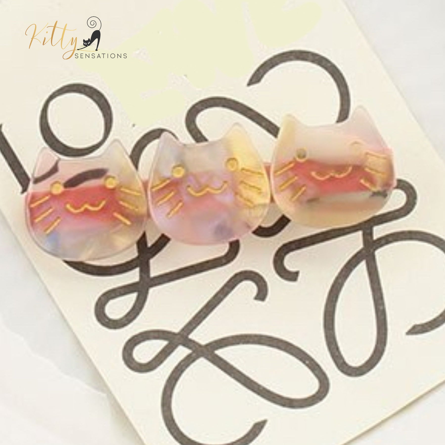 www.KittySensations.com: Three Kitties Hair Clip (High Quality Acetate) - Available in Multiple Color Options ($28.55): https://www.kittysensations.com/products/three-kitties-hair-clip-high-quality-acetate-available-in-multiple-colors