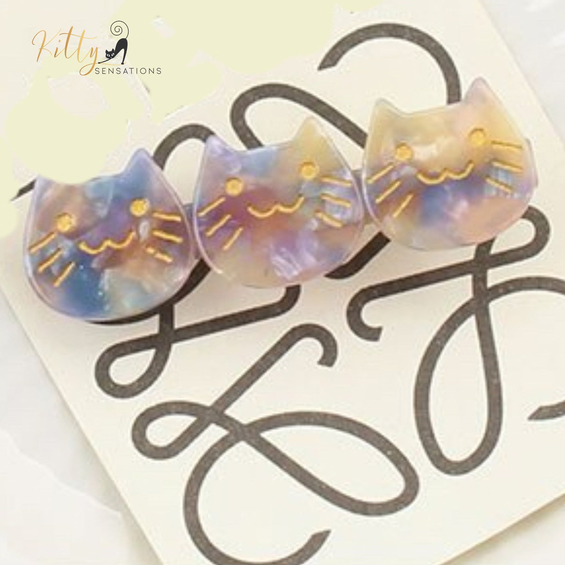 www.KittySensations.com: Three Kitties Hair Clip (High Quality Acetate) - Available in Multiple Color Options ($28.55): https://www.kittysensations.com/products/three-kitties-hair-clip-high-quality-acetate-available-in-multiple-colors