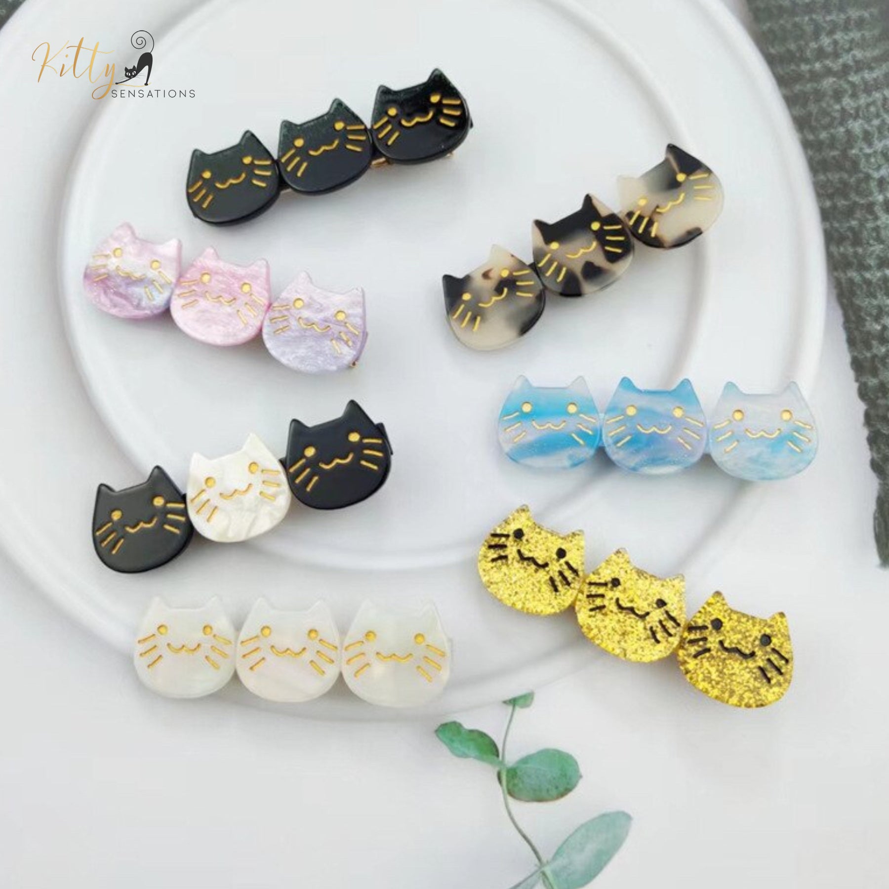 www.KittySensations.com: Three Kitties Hair Clip (High Quality Acetate) - Available in Multiple Color Options ($28.55): https://www.kittysensations.com/products/three-kitties-hair-clip-high-quality-acetate-available-in-multiple-colors