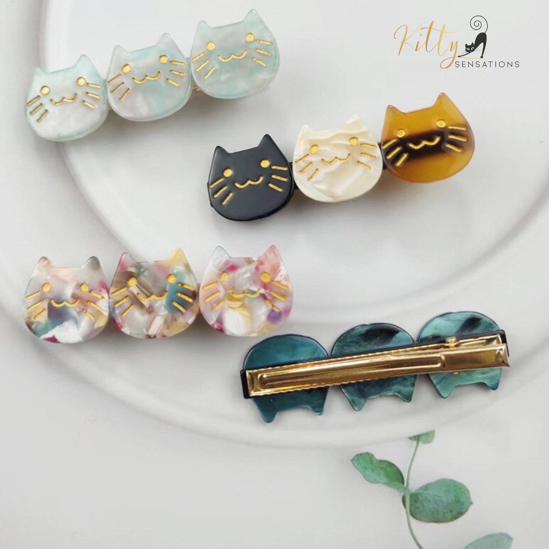 www.KittySensations.com: Three Kitties Hair Clip (High Quality Acetate) - Available in Multiple Color Options ($28.55): https://www.kittysensations.com/products/three-kitties-hair-clip-high-quality-acetate-available-in-multiple-colors