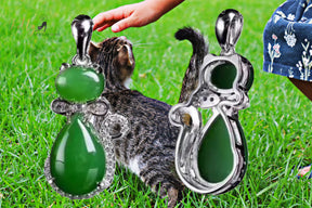 Natural Chrysoprase Cat Necklace in Solid 925 Sterling Silver