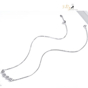 4 Cat Paws Necklace in Solid 925 Sterling Silver - (Platinum Plated)