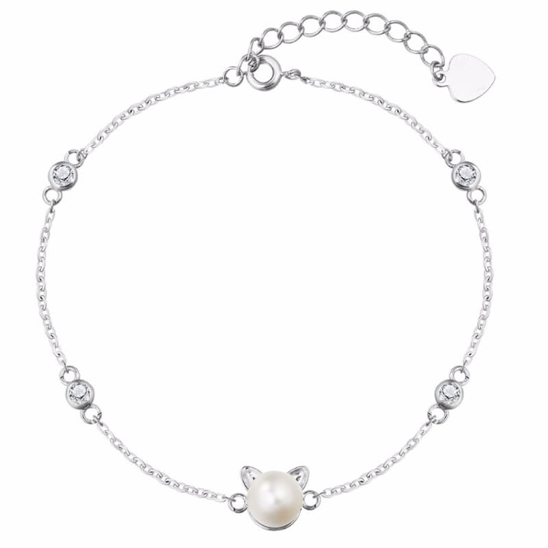 pearl cat bracelet in sterling silver kittysensations 22713001