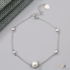 pearl cat bracelet in sterling silver kittysensations 22713001