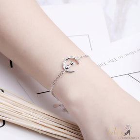 cat moon bracelet worn human wrist 10047062-s925-silver-bracelet