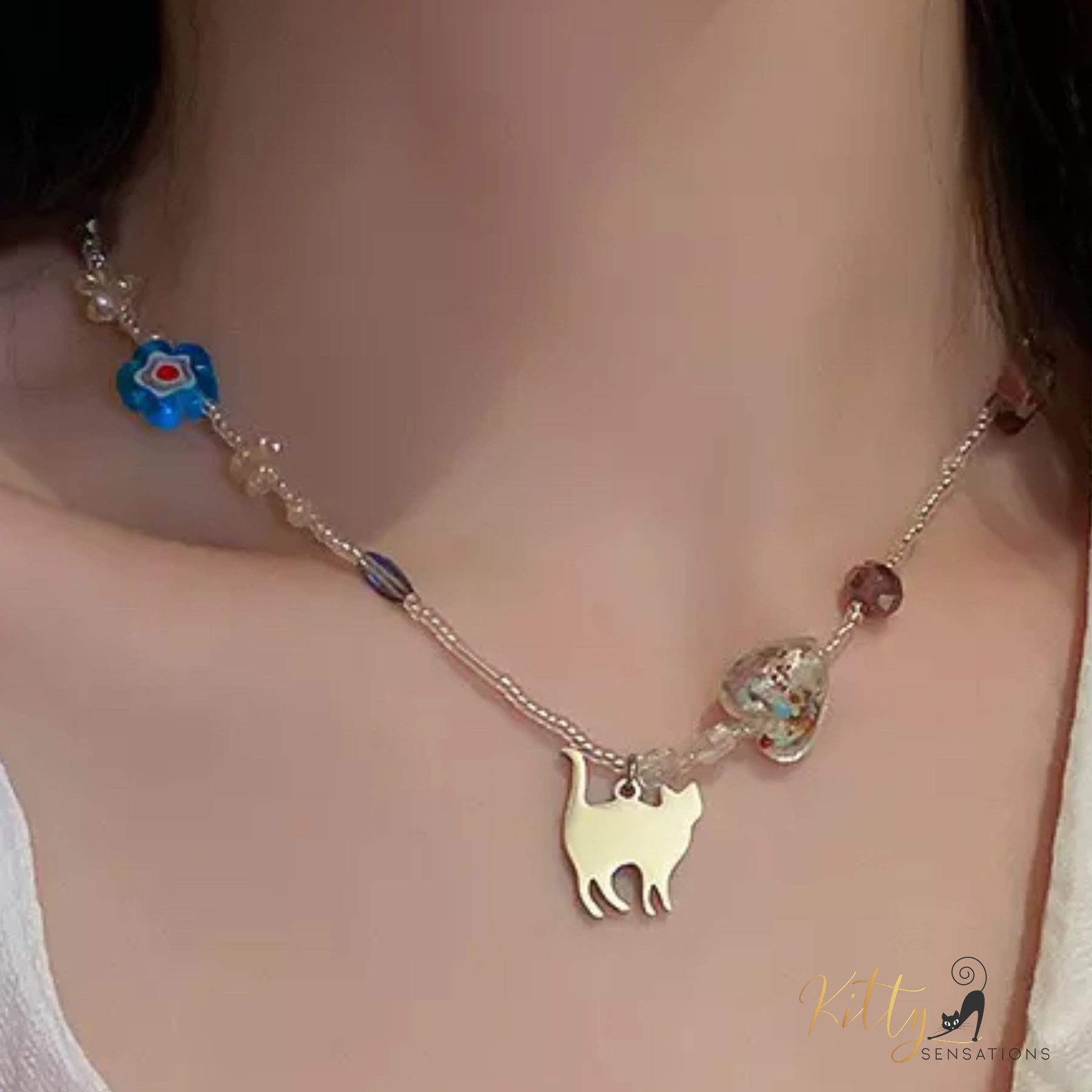 Kitty Beads Necklace in Acrylic and Metal