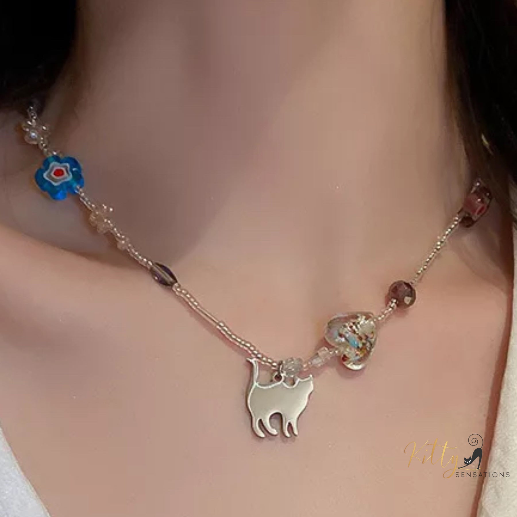 Kitty Beads Necklace in Acrylic and Metal